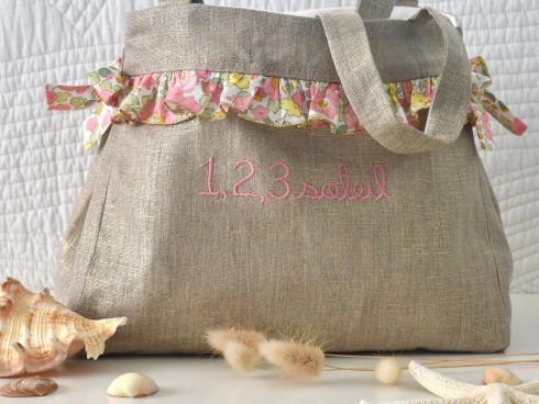 Sac de plage fille lin enduit 21